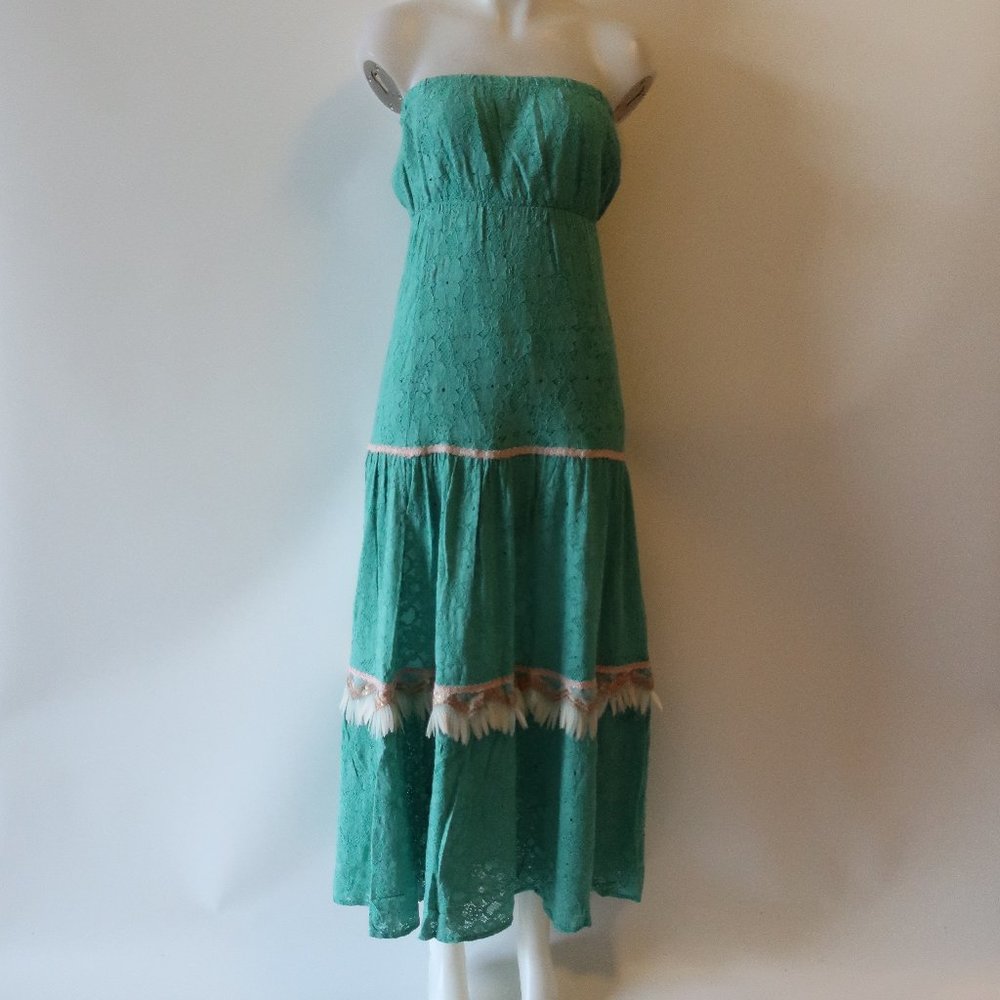 Elegant Teal Strapless Maxi Dress